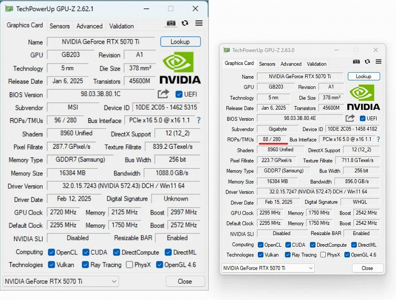 Подтверждено: у GeForce RTX 5070 Ti такой же дефект, как и у GeForce RTX 5090
